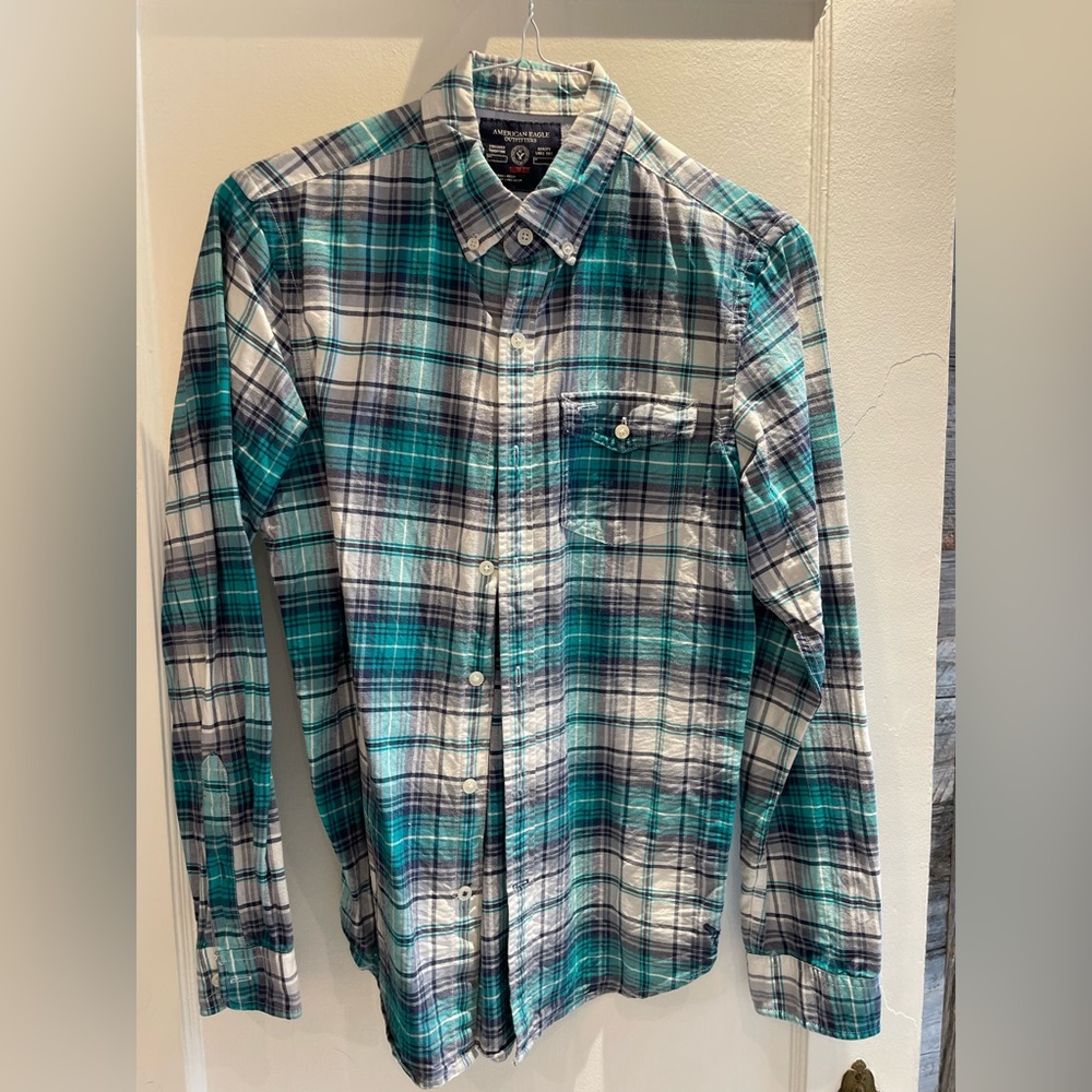 Mad about the plaid? Great button down shirt.
